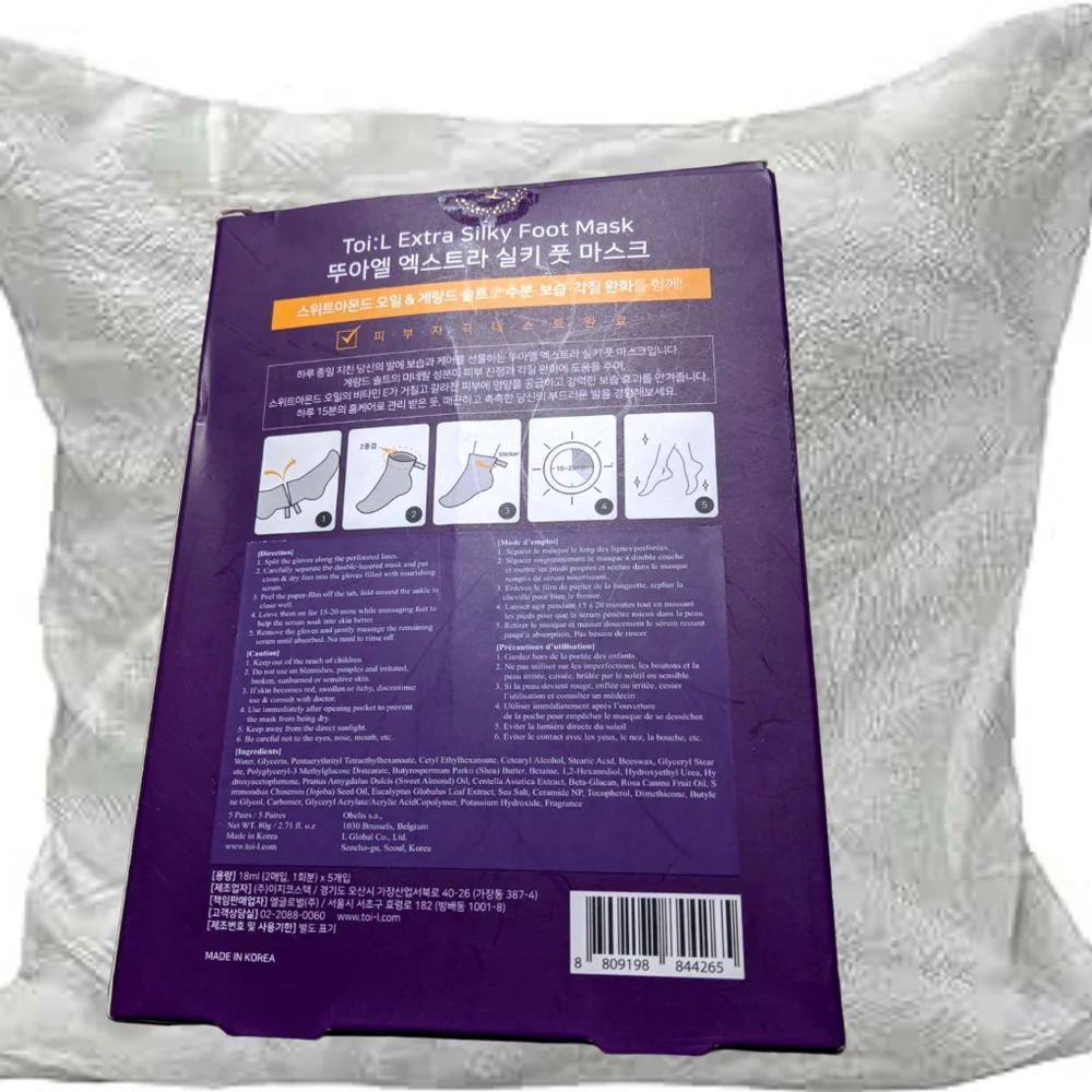 TOI:L Extra Silky Foot Mask Glove 5 Pairs, Premium Foot Care Treatment, Dry Skin - Picture 2 of 3